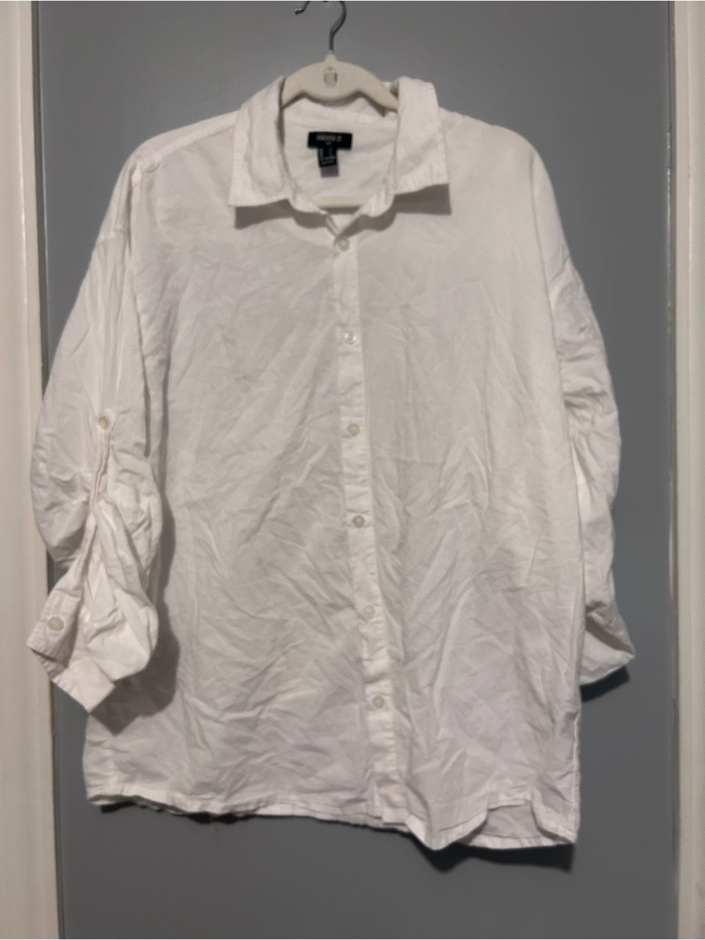 Forever 21 White Casual Button-Down Shirt